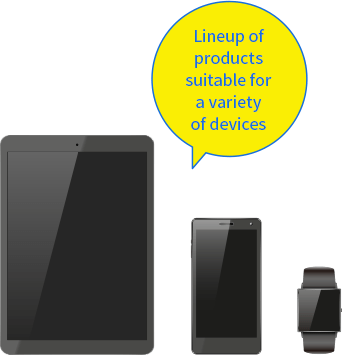 Lineup of products suitable for a variety of devices